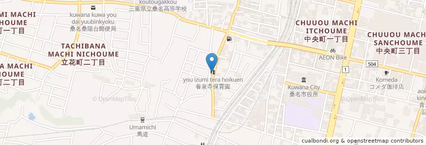 Mapa de ubicacion de 養泉寺保育園 en Japão, 三重県, 桑名市.