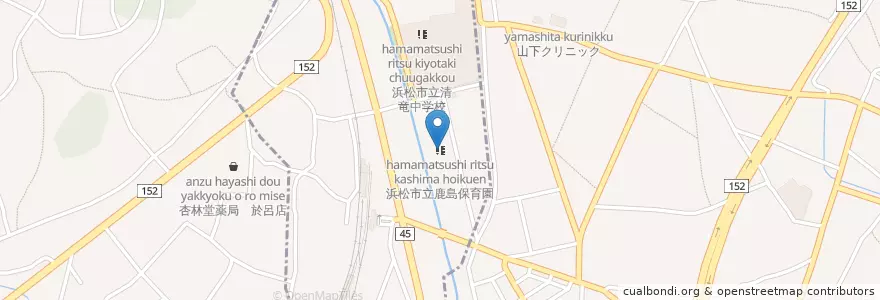 Mapa de ubicacion de 浜松市立鹿島保育園 en Japan, Präfektur Shizuoka, 浜松市, 天竜区.