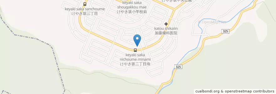 Mapa de ubicacion de けやき坂集会所鷹尾会館 en 日本, 兵庫県, 川西市.