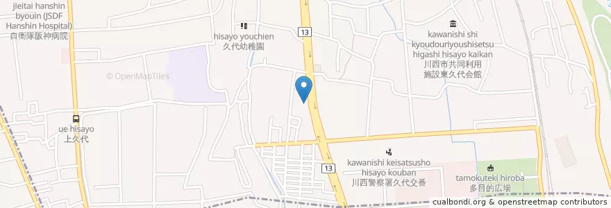 Mapa de ubicacion de ラーメン味噌之達人 en Japan, 兵庫県, 川西市, 伊丹市.