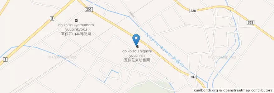 Mapa de ubicacion de 五個荘東幼稚園 en Japonya, 滋賀県, 東近江市.