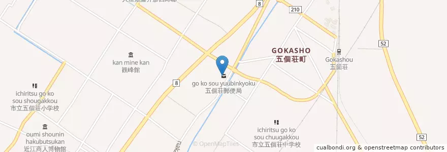 Mapa de ubicacion de 五個荘郵便局 en 日本, 滋賀県/滋賀縣, 東近江市.