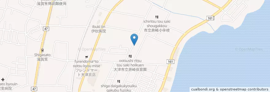 Mapa de ubicacion de 唐崎幼稚園 en Japon, Préfecture De Shiga, 大津市.