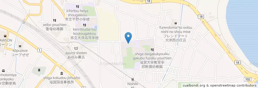 Mapa de ubicacion de 国立滋賀大学教育学部附属中学校 en ژاپن, 滋賀県, 大津市.