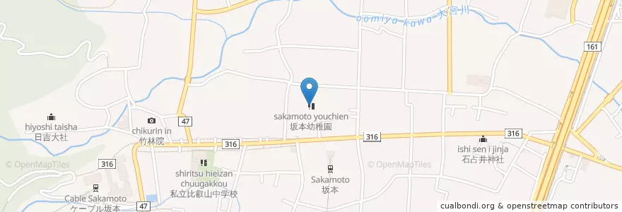 Mapa de ubicacion de 坂本幼稚園 en Japón, Prefectura De Shiga, 大津市.