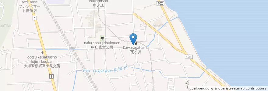 Mapa de ubicacion de 大津中庄郵便局 en ژاپن, 滋賀県, 大津市.