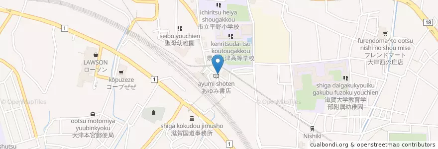 Mapa de ubicacion de 大津膳所駅前郵便局 en 日本, 滋賀県, 大津市.