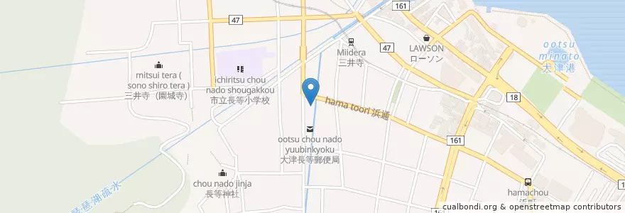 Mapa de ubicacion de 大津長等郵便局 en Giappone, Prefettura Di Shiga, 大津市.