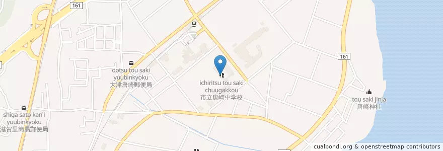 Mapa de ubicacion de 市立唐崎中学校 en اليابان, شيغا, 大津市.