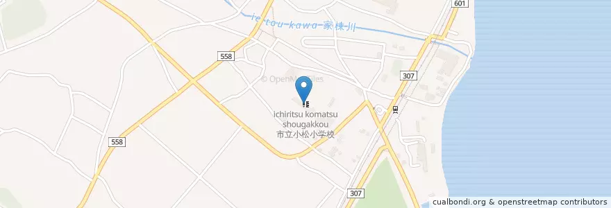 Mapa de ubicacion de 市立小松小学校 en 日本, 滋賀県, 大津市.