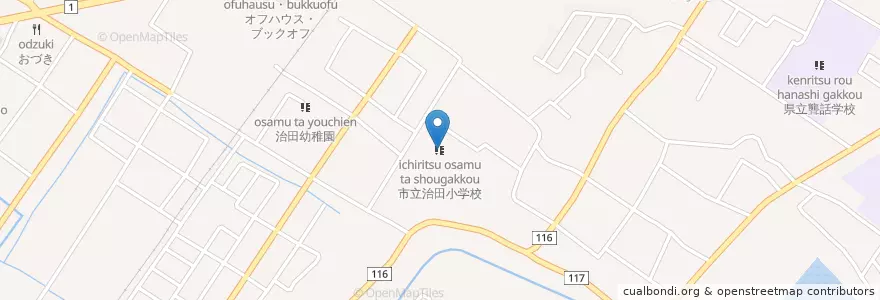Mapa de ubicacion de 市立治田小学校 en Japón, Prefectura De Shiga, 栗東市.