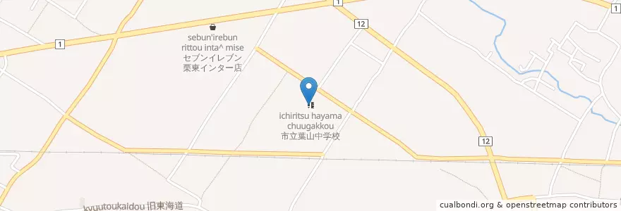 Mapa de ubicacion de 市立葉山中学校 en Japon, Préfecture De Shiga, 栗東市.