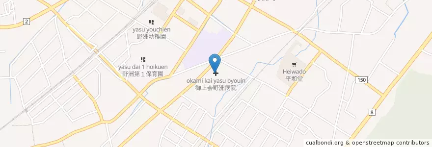Mapa de ubicacion de 御上会野洲病院 en Japonya, 滋賀県, 野洲市.