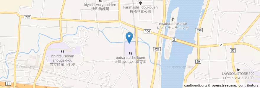 Mapa de ubicacion de 晴嵐幼稚園 en ژاپن, 滋賀県, 大津市.
