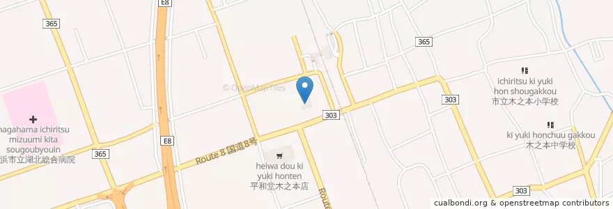Mapa de ubicacion de 木之本警察署 en Giappone, Prefettura Di Shiga, 長浜市.