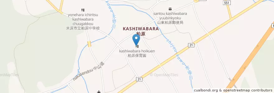 Mapa de ubicacion de 柏原保育園 en 日本, 滋賀県/滋賀縣, 米原市.