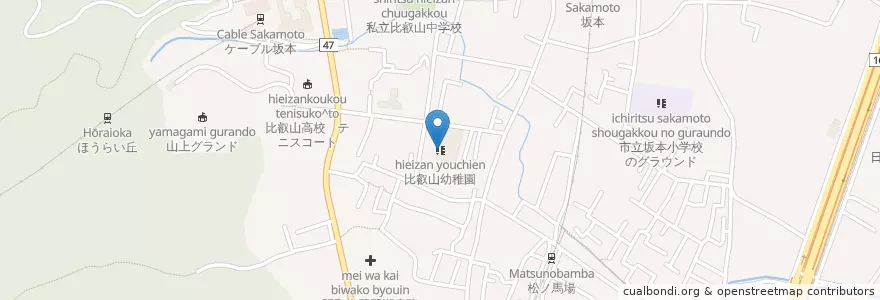 Mapa de ubicacion de 比叡山幼稚園 en Japonya, 滋賀県, 大津市.