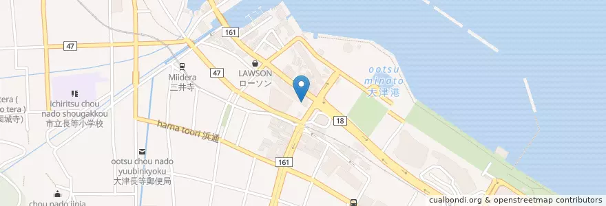 Mapa de ubicacion de 浜大津郵便局 en Japan, Shiga Prefecture, Otsu.