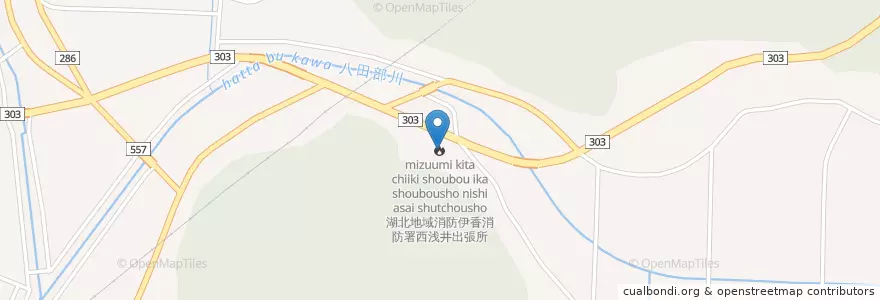 Mapa de ubicacion de 湖北地域消防伊香消防署西浅井出張所 en 일본, 시가현, 長浜市.