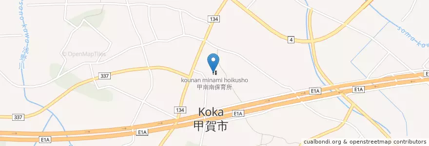 Mapa de ubicacion de 甲南南保育所 en اليابان, شيغا, 甲賀市.
