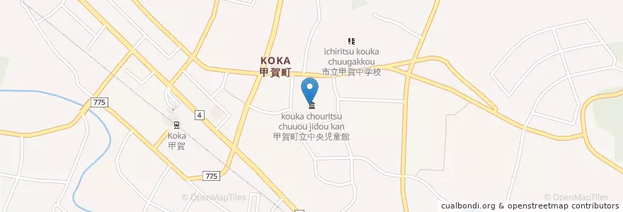 Mapa de ubicacion de 甲賀町立中央児童館 en Japão, 滋賀県, 甲賀市.