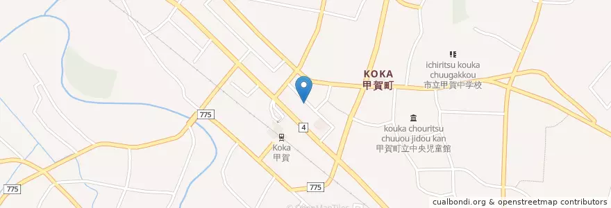 Mapa de ubicacion de 甲賀郵便局 en Giappone, Prefettura Di Shiga, 甲賀市.