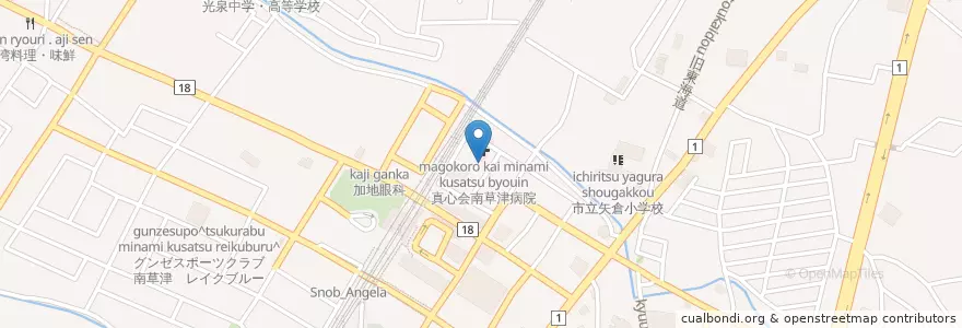 Mapa de ubicacion de 真心会南草津野村病院 en Japan, Präfektur Shiga, 草津市.