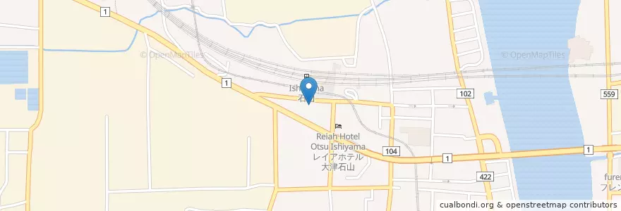Mapa de ubicacion de 石山駅前郵便局 en Japón, Prefectura De Shiga, 大津市.