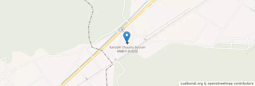Mapa de ubicacion de 神崎中央病院 en ژاپن, 滋賀県, 東近江市.