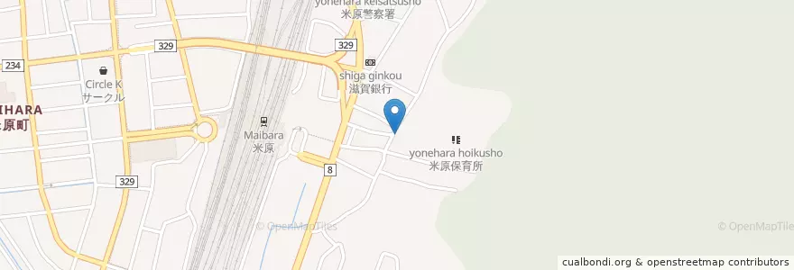 Mapa de ubicacion de 米原東簡易郵便局 en Япония, Сига, 米原市.