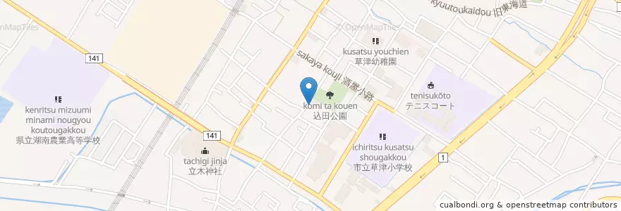 Mapa de ubicacion de 草津市役所前郵便局 en 日本, 滋賀県, 草津市.