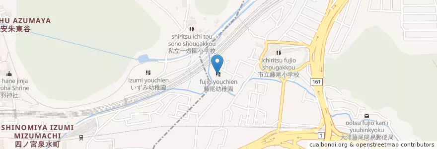 Mapa de ubicacion de 藤尾幼稚園 en Japan, Präfektur Shiga, Präfektur Kyōto, 大津市, 京都市, 山科区.