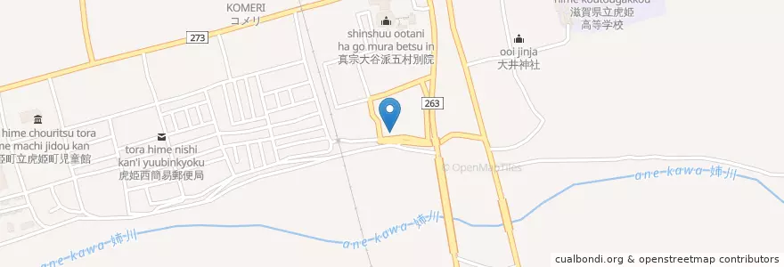 Mapa de ubicacion de 虎姫保育所 en Japão, 滋賀県, 長浜市.