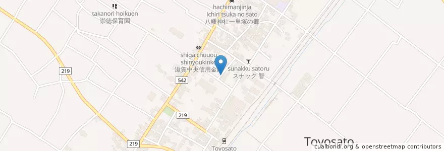 Mapa de ubicacion de 豊郷郵便局 en Giappone, Prefettura Di Shiga, 犬上郡, 豊郷町.