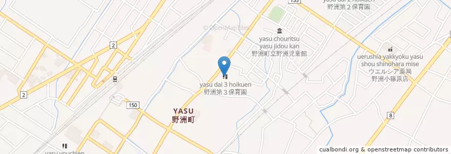 Mapa de ubicacion de 野洲第３保育園 en 日本, 滋賀県, 野洲市.