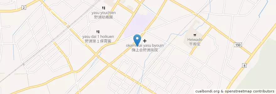 Mapa de ubicacion de 野洲郵便局 en Giappone, Prefettura Di Shiga, 野洲市.