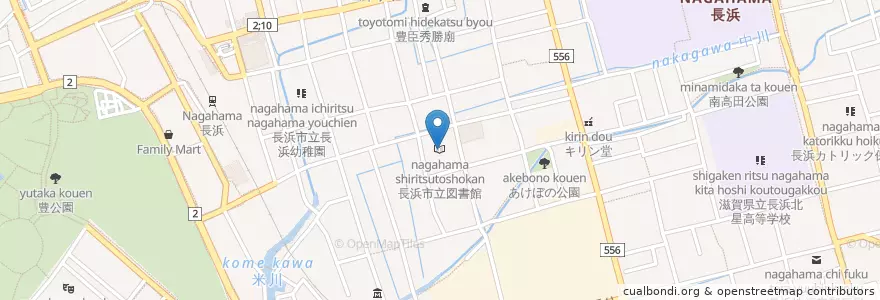 Mapa de ubicacion de 長浜市立長浜図書館 en ژاپن, 滋賀県, 長浜市.