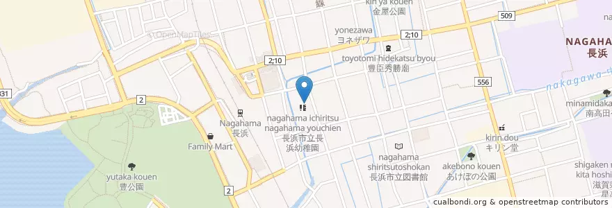 Mapa de ubicacion de 長浜幼稚園 en Japon, Préfecture De Shiga, 長浜市.
