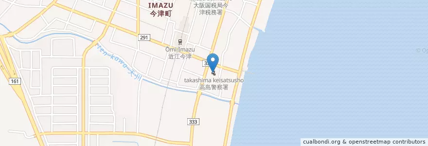 Mapa de ubicacion de 高島警察署 en Japan, Shiga Prefecture, Takashima.