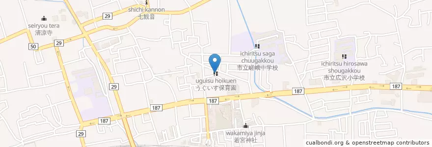 Mapa de ubicacion de うぐいす保育園 en ژاپن, 京都府, 京都市, 右京区.