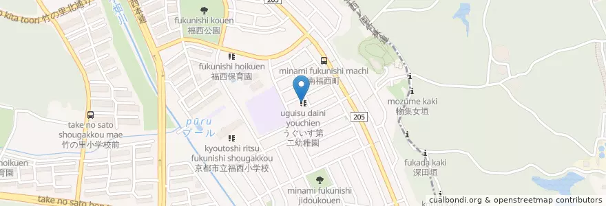 Mapa de ubicacion de うぐいす第二幼稚園 en Japan, 京都府, Kioto, 西京区.