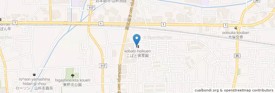 Mapa de ubicacion de こばと保育園 en 일본, 교토부, 京都市, 山科区.