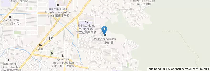 Mapa de ubicacion de つくし保育園 en Japon, Préfecture De Kyoto, 京都市, 伏見区.
