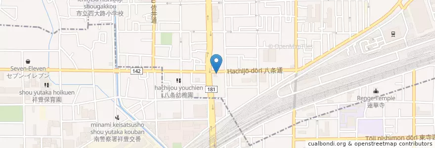 Mapa de ubicacion de 西八条交番 en Giappone, Prefettura Di Kyoto, Kyoto, 下京区.
