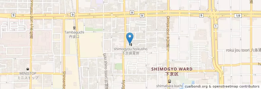Mapa de ubicacion de 下京保育所 en 일본, 교토부, 京都市, 下京区.