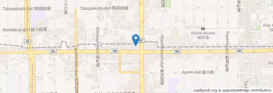 Mapa de ubicacion de 中小企業金融公庫京都支店 en Japão, 京都府, Quioto, 中京区.