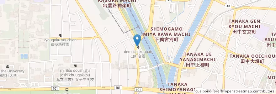 Mapa de ubicacion de 出町交番 en Japão, 京都府, Quioto, 左京区.