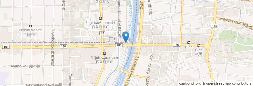Mapa de ubicacion de 五条警察署四条交番 en Japan, 京都府, Kioto, 東山区, 中京区.