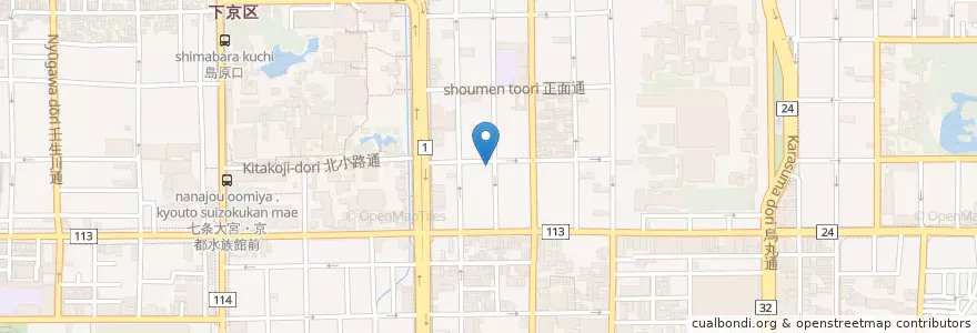 Mapa de ubicacion de 京都七条油小路郵便局 en 日本, 京都府, 京都市, 下京区.