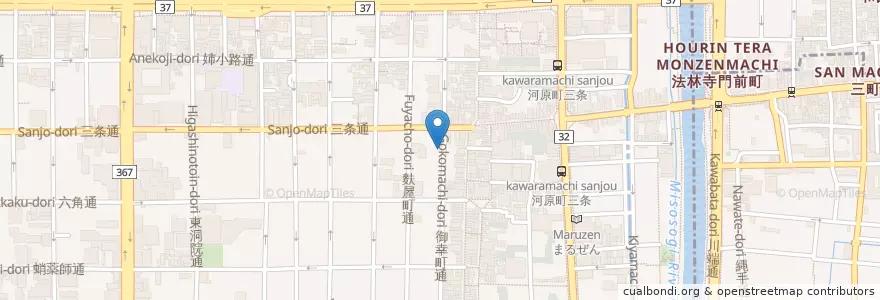 Mapa de ubicacion de 京都三条御幸町郵便局 en 일본, 교토부, 京都市, 中京区.